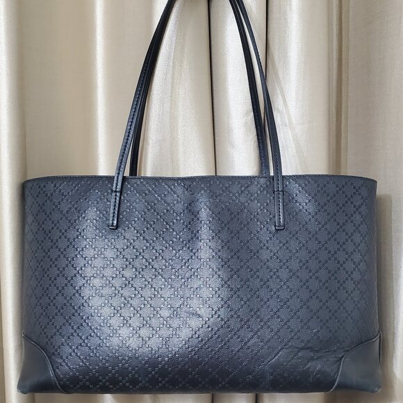 Gucci Logo Diamante Lux Black Leather Tote Bag - Picture 2 of 2